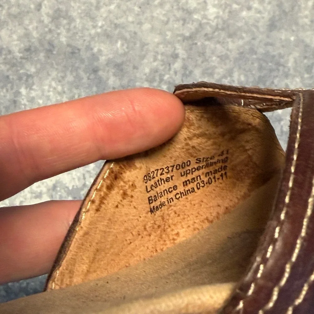 Dansko Sissy Brown Leather Wedge Sandals Ankle Strap Wood Grain 41 US 10.5 11
